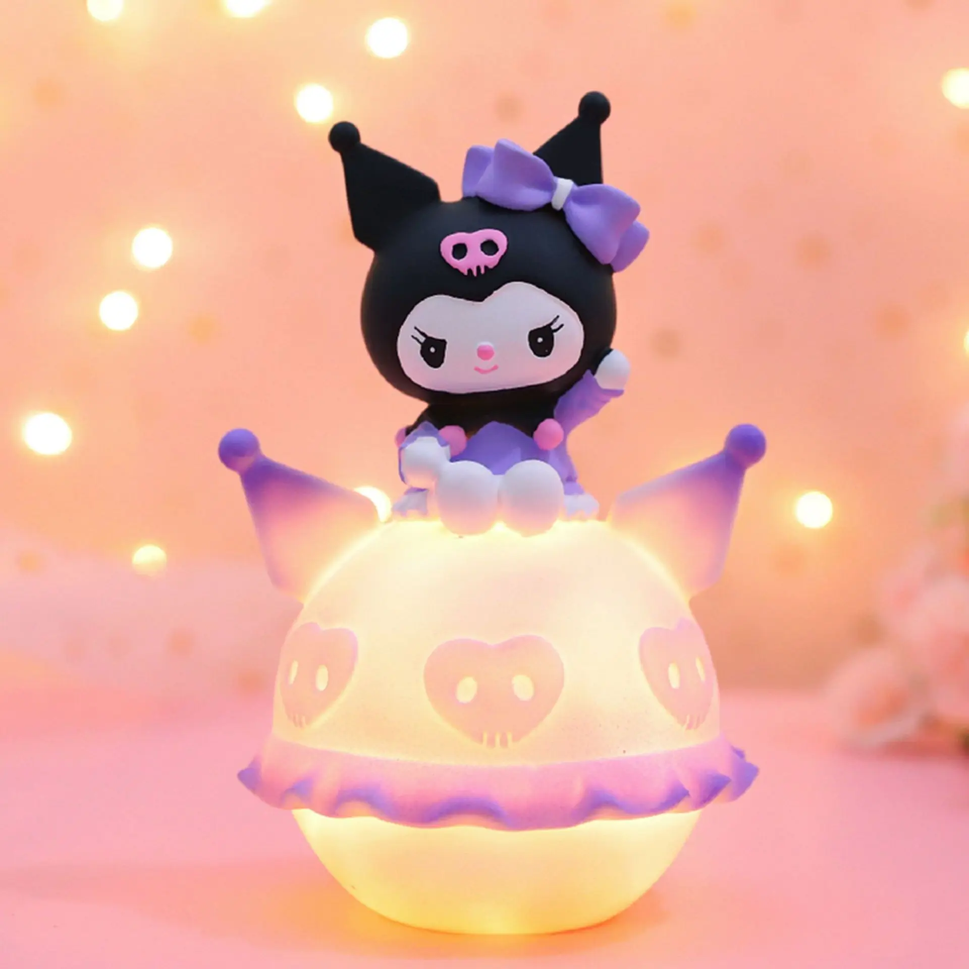 Sanrio Kuromi Cinnamonroll Moon LED Night Light Kawaii 3D Cartoon Ornament Cute Beauty Bedroom Night Light Bedside Lamp Decor